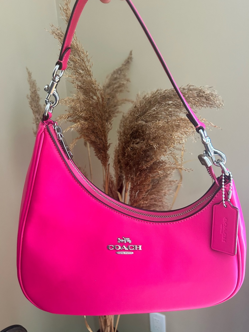 Coach Pink Leather Shoulder Hobo